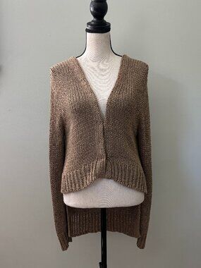 Witchery Taupe Open-Knit Wrap Cardigan — Size M Like New